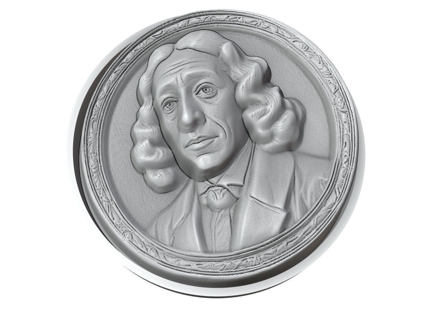 Baruch Spinoza Medallion 3D print model_3