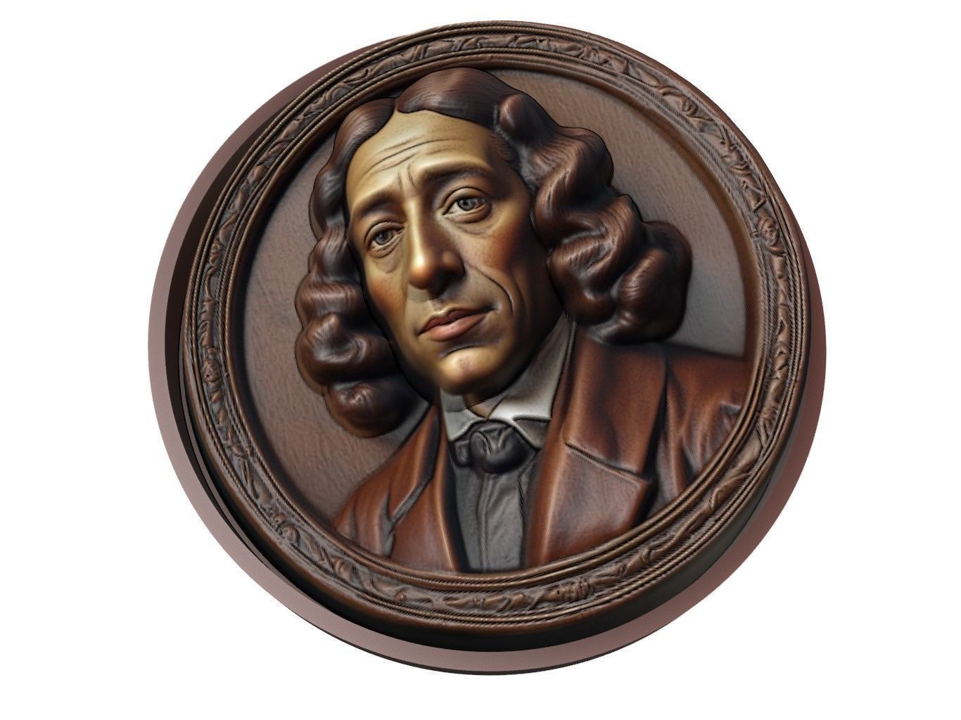 Baruch Spinoza Medallion 3D print model_1