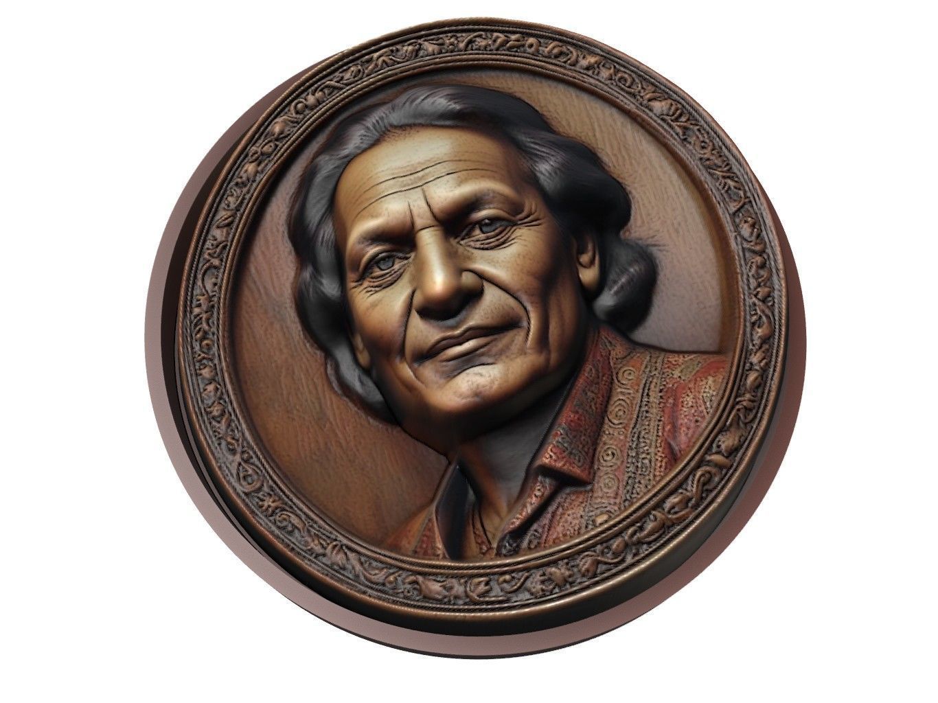 Ravi Shankar Medallion 3D print model_1