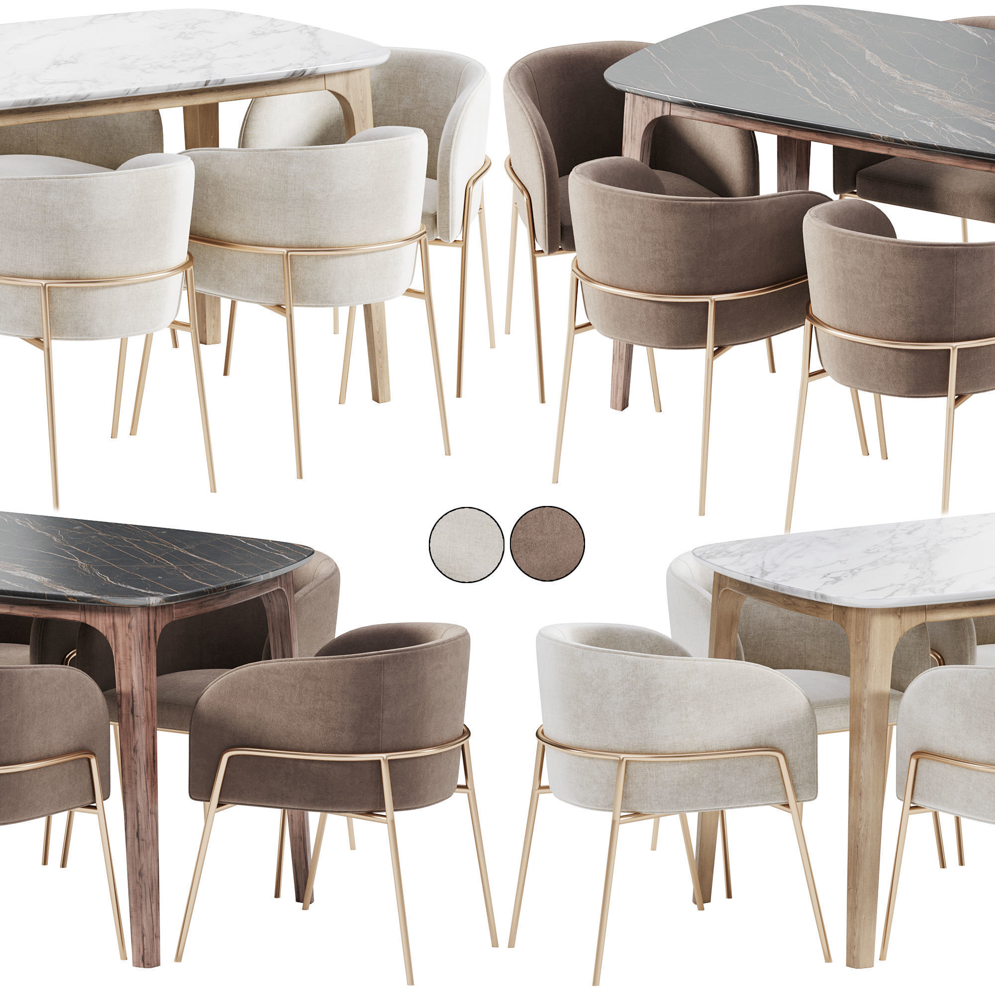 Ancha chair and Arm table 3D model_3
