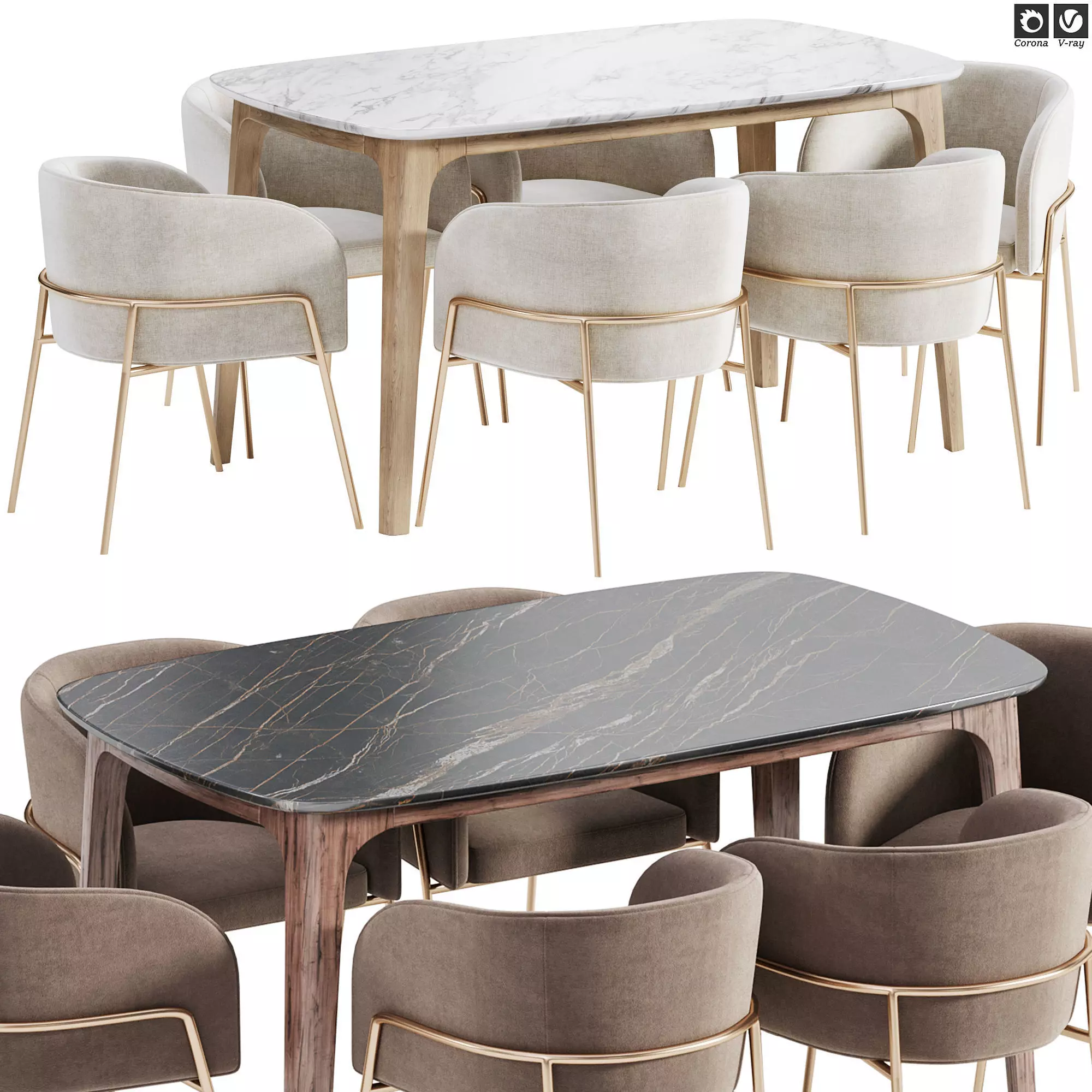 Ancha chair and Arm table 3D model_0
