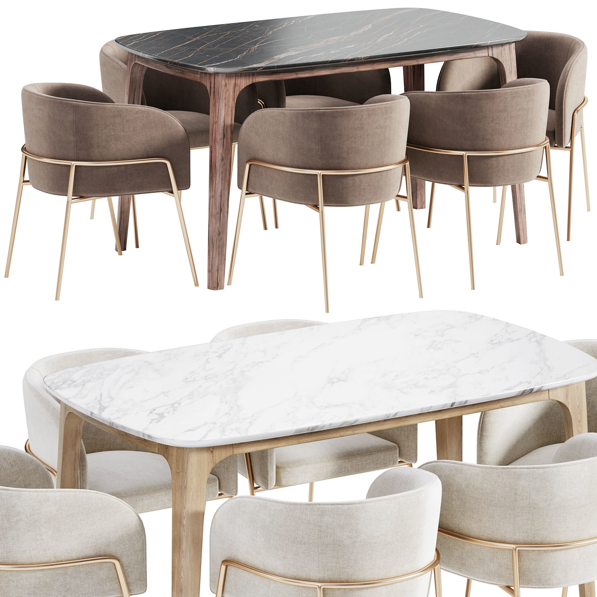Ancha chair and Arm table 3D model_1