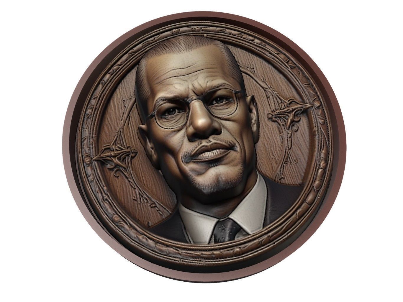 Malcom X Medallion 3D print model_1