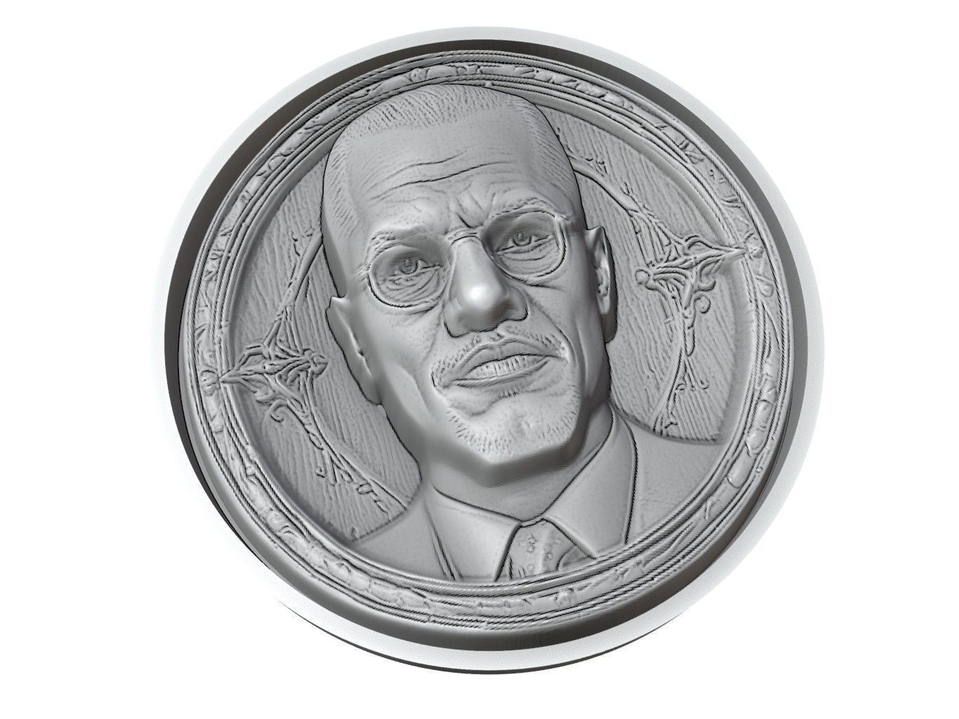 Malcom X Medallion 3D print model_3