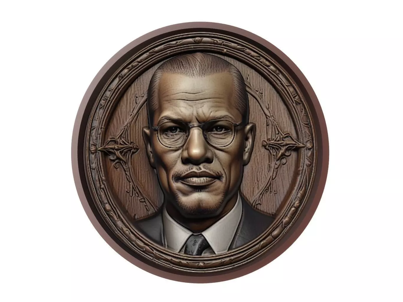 Malcom X Medallion 3D print model_0