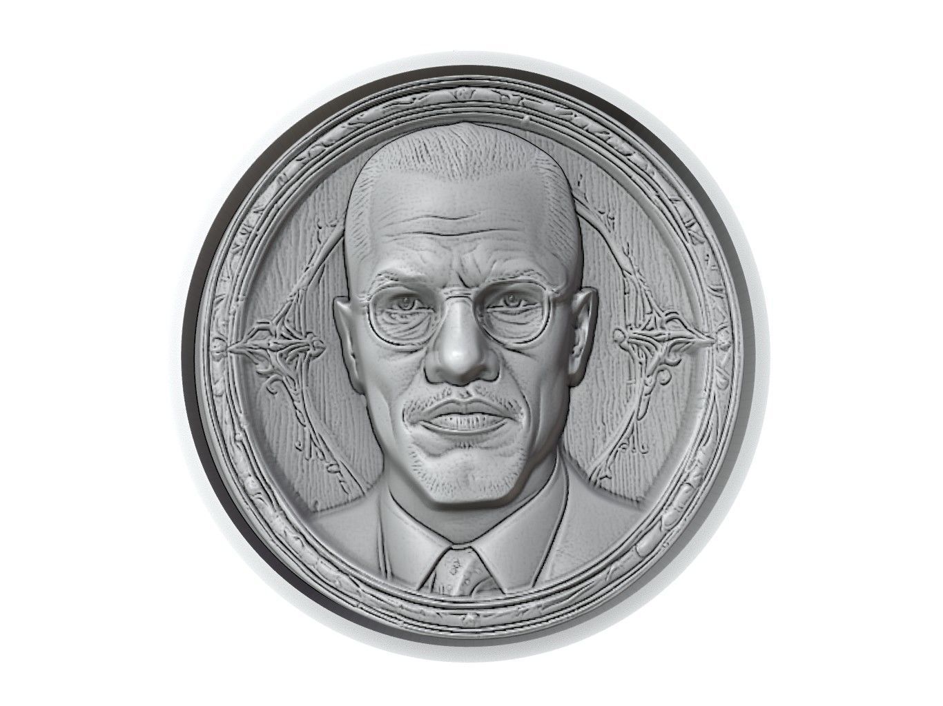 Malcom X Medallion 3D print model_2