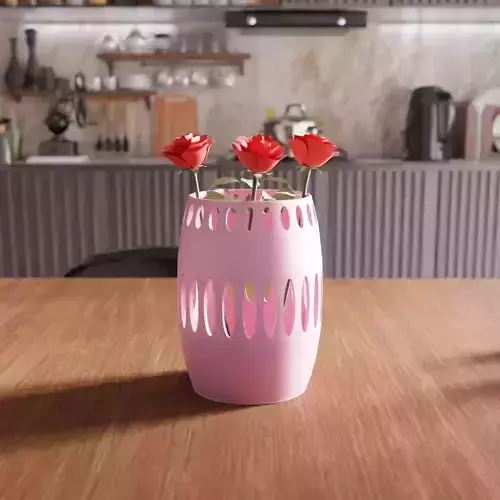 Cylinder Wireframe Desk Vase - 014