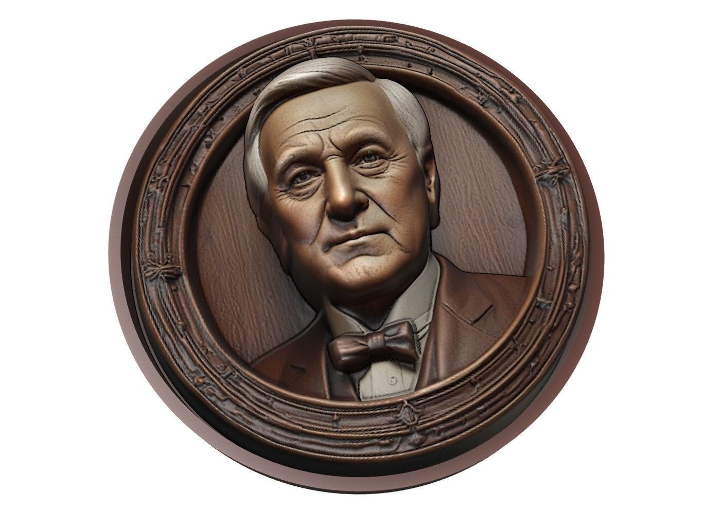 Thomas Edison Medallion 3D print model_1