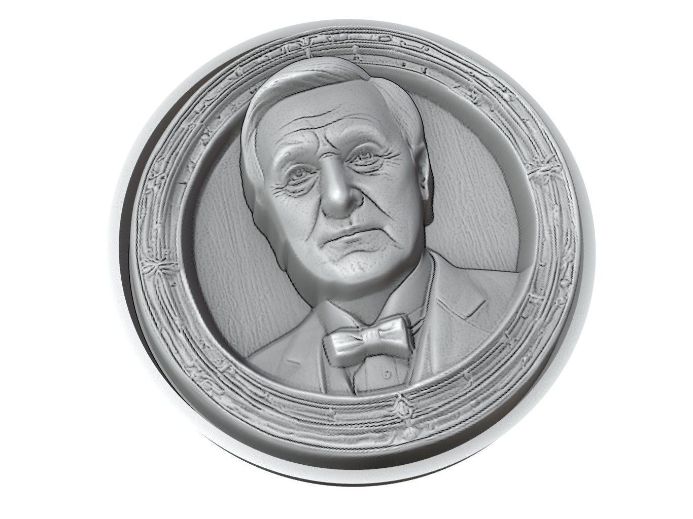 Thomas Edison Medallion 3D print model_3