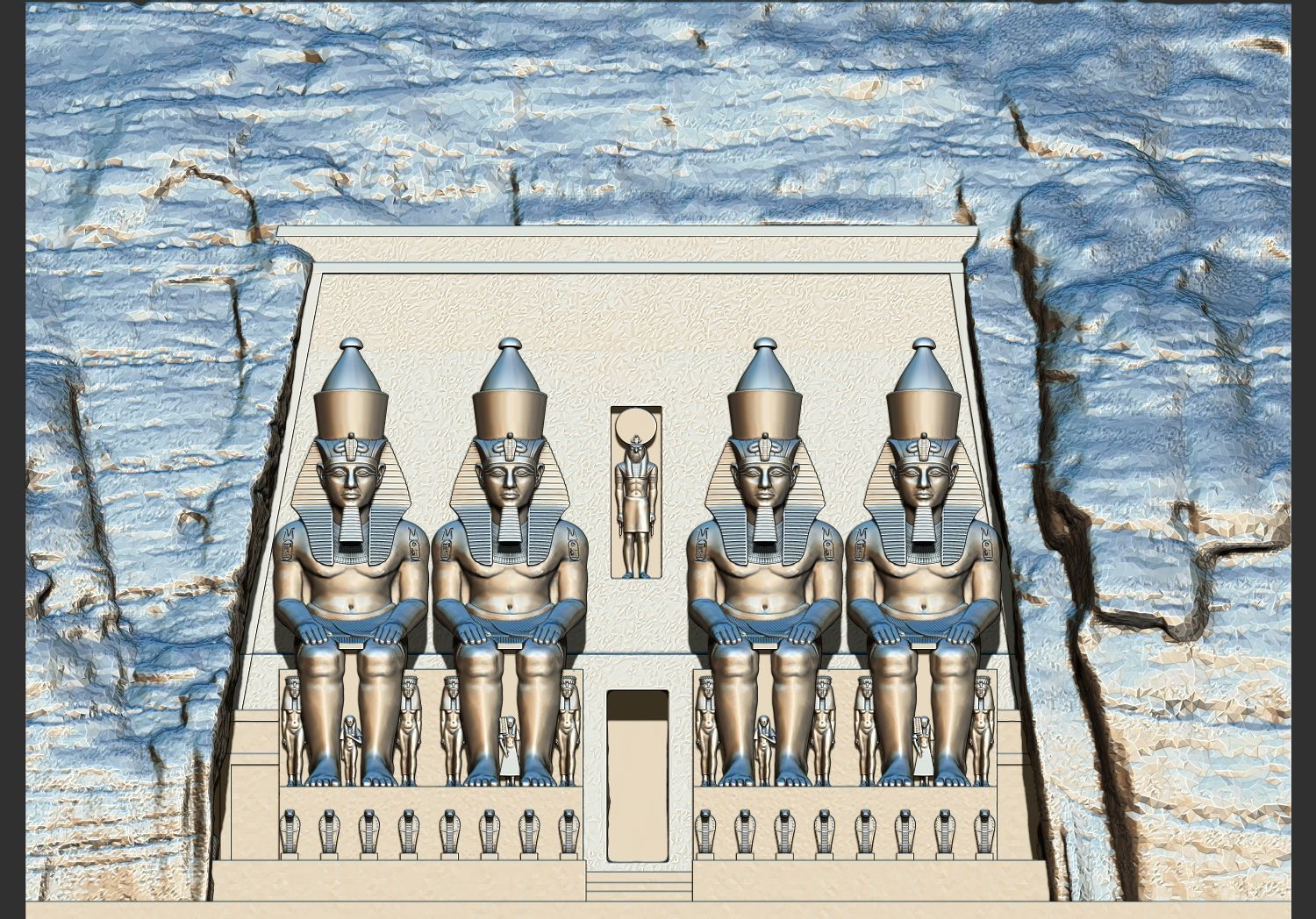  Abu-simbel  Ramses Ramesses Temple  3D Printable model 3D print model_1