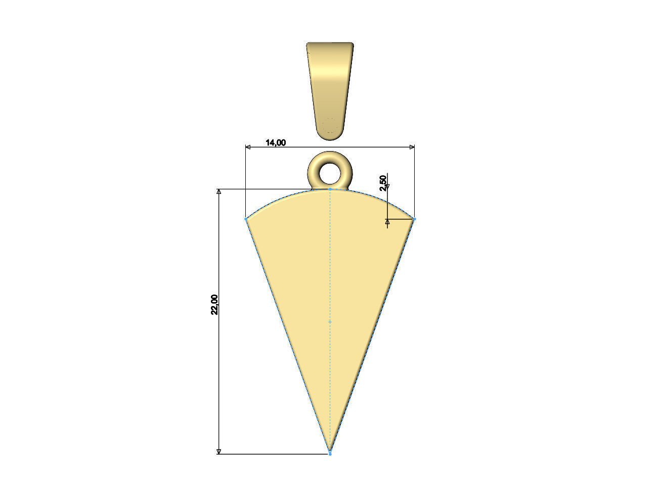 Triangular cake and cheese slice pendant charm with bail 3D print model_5
