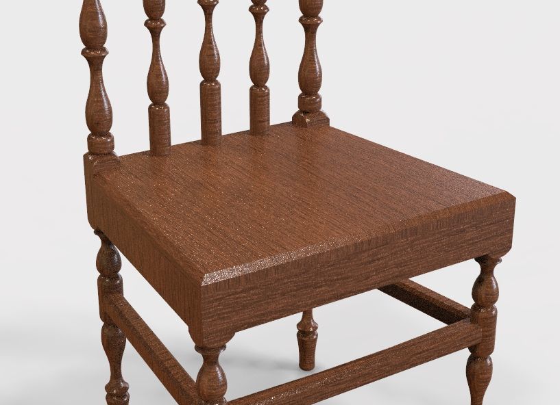 Wooden Chair Vintage 3D print model_5