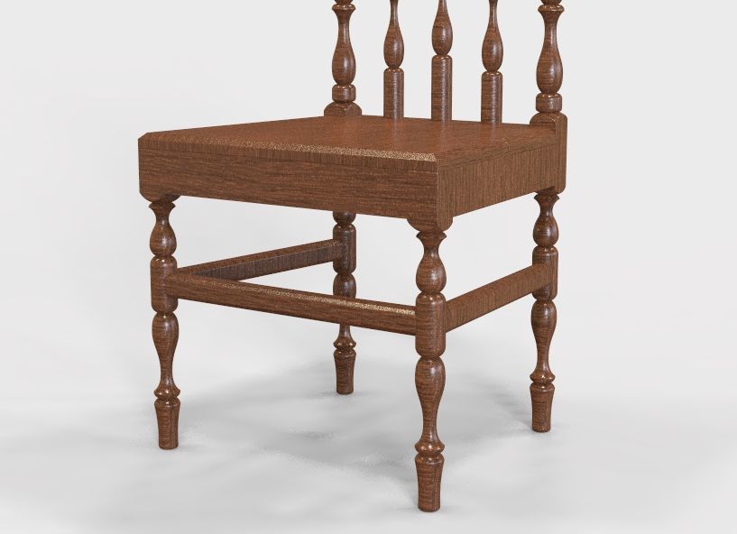 Wooden Chair Vintage 3D print model_39