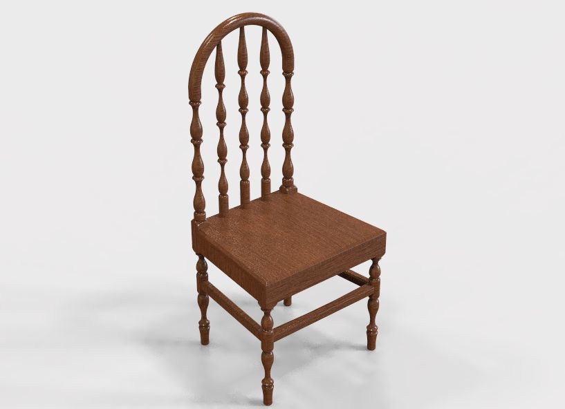 Wooden Chair Vintage 3D print model_33