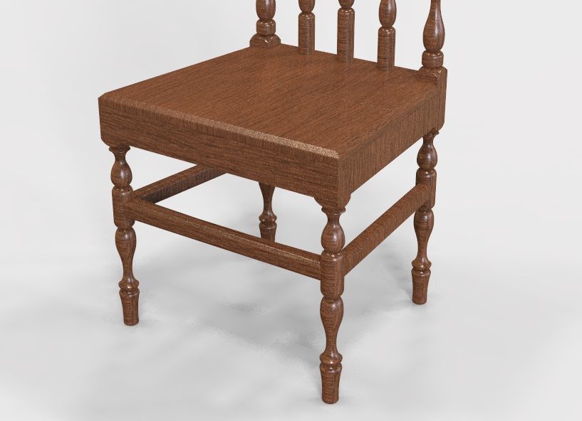 Wooden Chair Vintage 3D print model_38