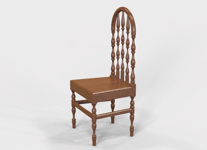 Wooden Chair Vintage 3D print model_36