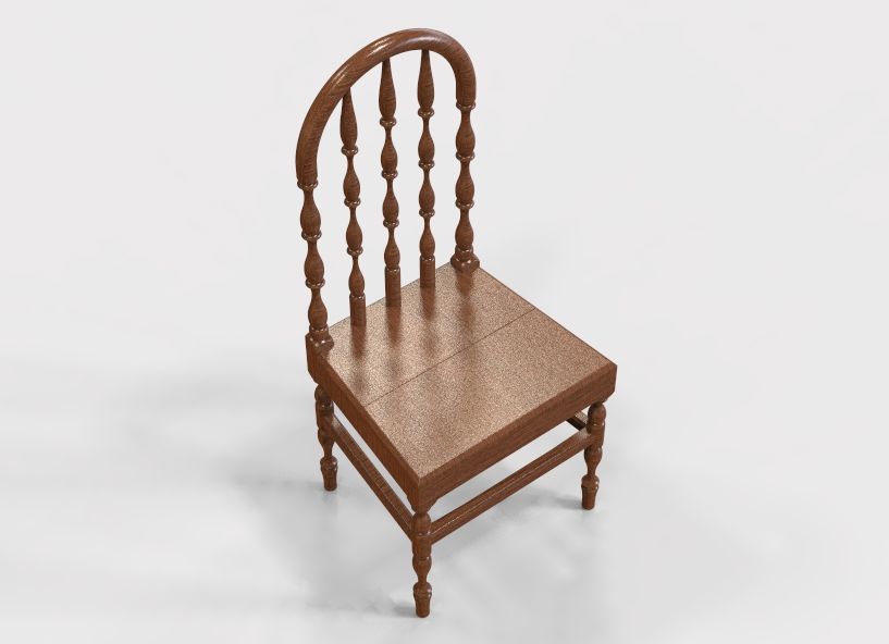 Wooden Chair Vintage 3D print model_34