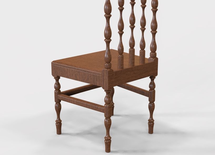 Wooden Chair Vintage 3D print model_43