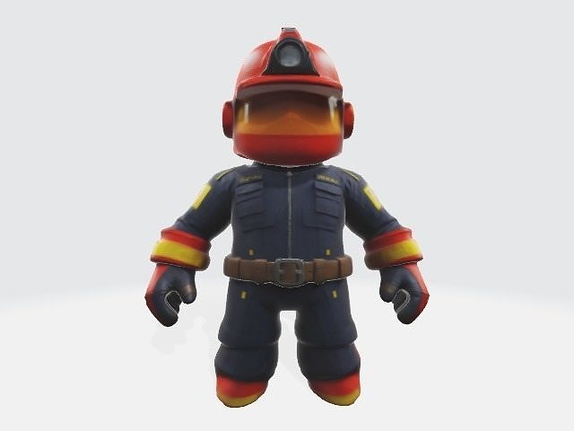 Lowpoly cartoon fireman  Low-poly 3D model