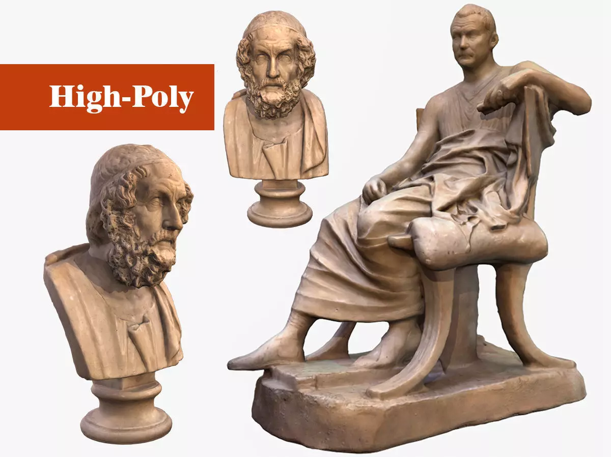  sculpture  Homer and  Menander   3D Model Collection_0