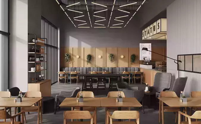 Concept for Cafeteria STATUS Scene Low-poly 3D model Concept for Cafeteria STATUS Scene Low-poly 3D model