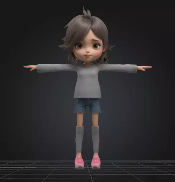 Realistic Girl Character Low-poly 3D model_0