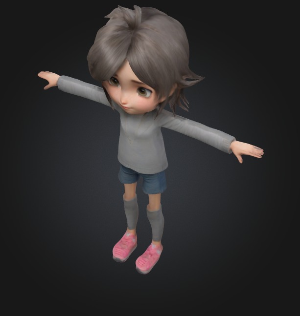 Realistic Girl Character Low-poly 3D model_1