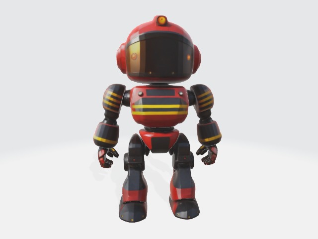 Lowpoly robot fireman Low-poly 3D model_2