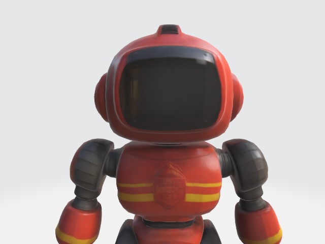 Lowpoly robot fireman Low-poly 3D model_3