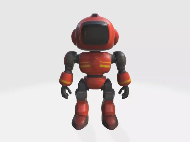 Lowpoly robot fireman Low-poly 3D model_0