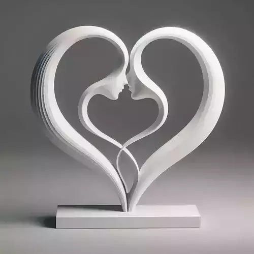 Romantic Heart Couple Sculpture