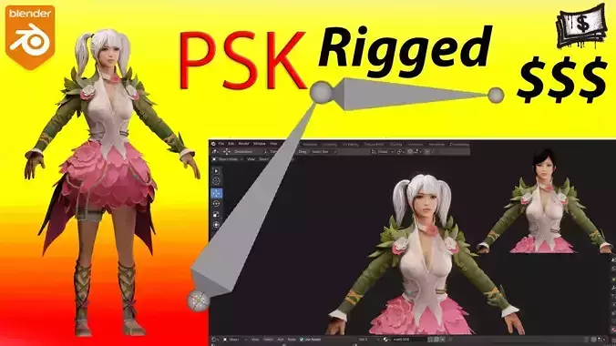 pubg Forest Elf Set PSK Rigged Blender Low-poly 3D model
