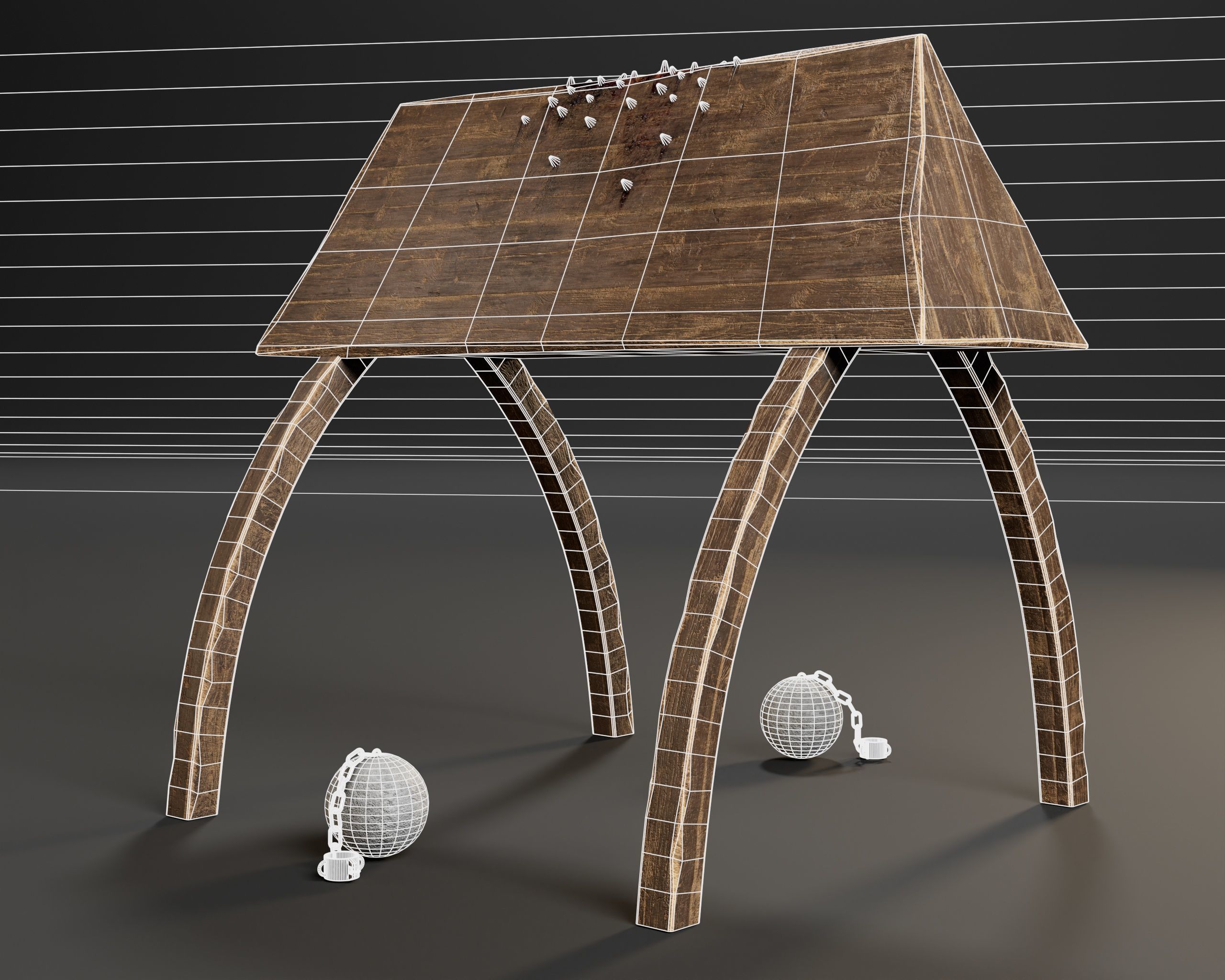 Medieval Spanish Horse Torture Low-poly 3D model_5