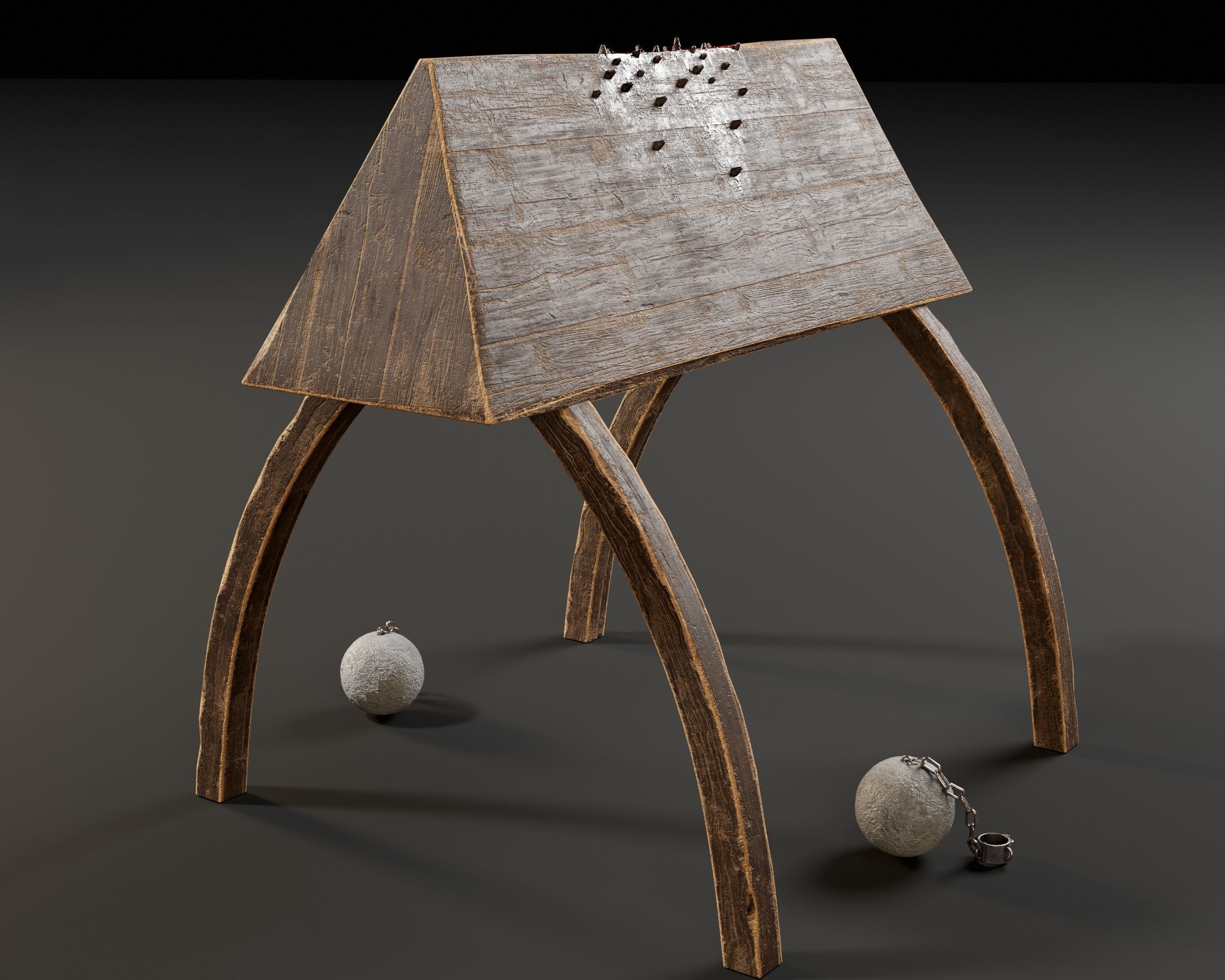 Medieval Spanish Horse Torture Low-poly 3D model_10