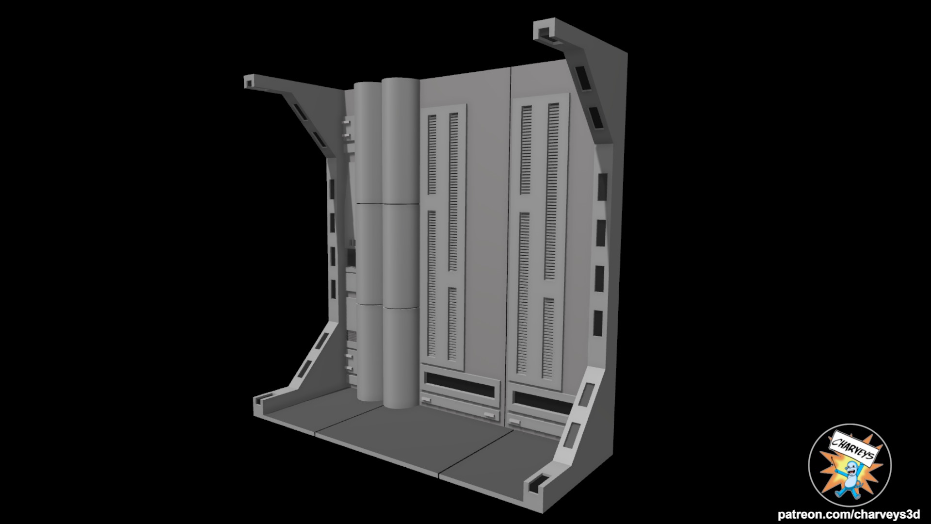 Star Wars Death Star Corridor 4 Diorama for action figures 3D print model_3
