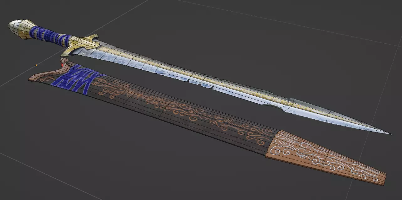 Fanatsy Sword Game Asset Low-poly 3D model_0