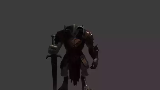 Blender Monster Warrior With Sword and Armour