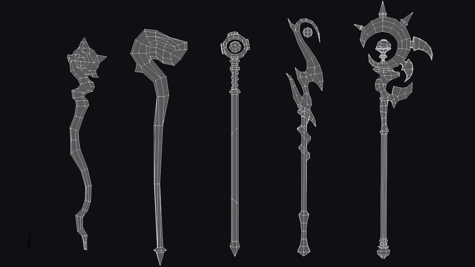 Magical Wand Wizard Ax Weapon Scepter Axe Cleaver Hatchet Low-poly 3D model_12