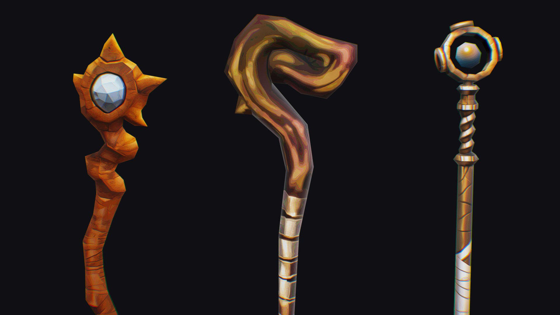 Magical Wand Wizard Ax Weapon Scepter Axe Cleaver Hatchet Low-poly 3D model_8