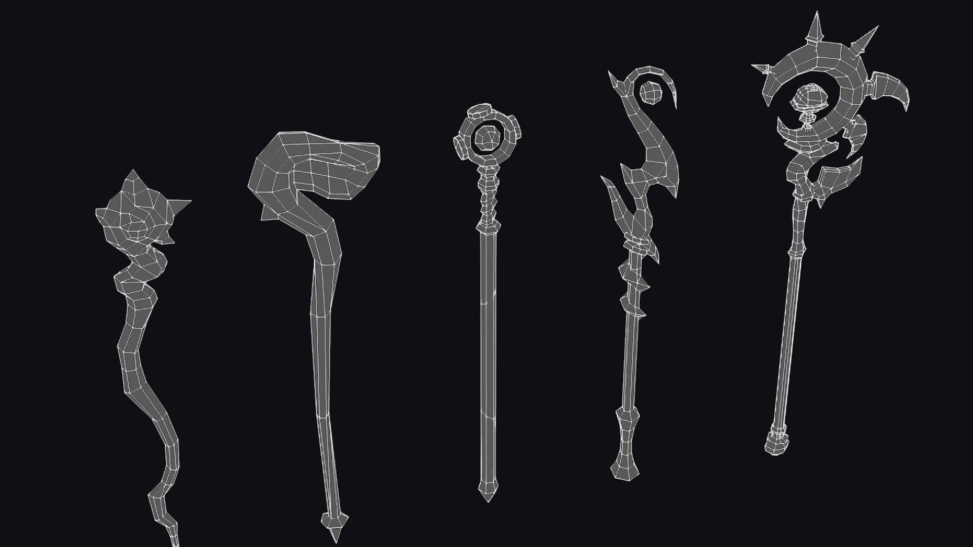 Magical Wand Wizard Ax Weapon Scepter Axe Cleaver Hatchet Low-poly 3D model_13