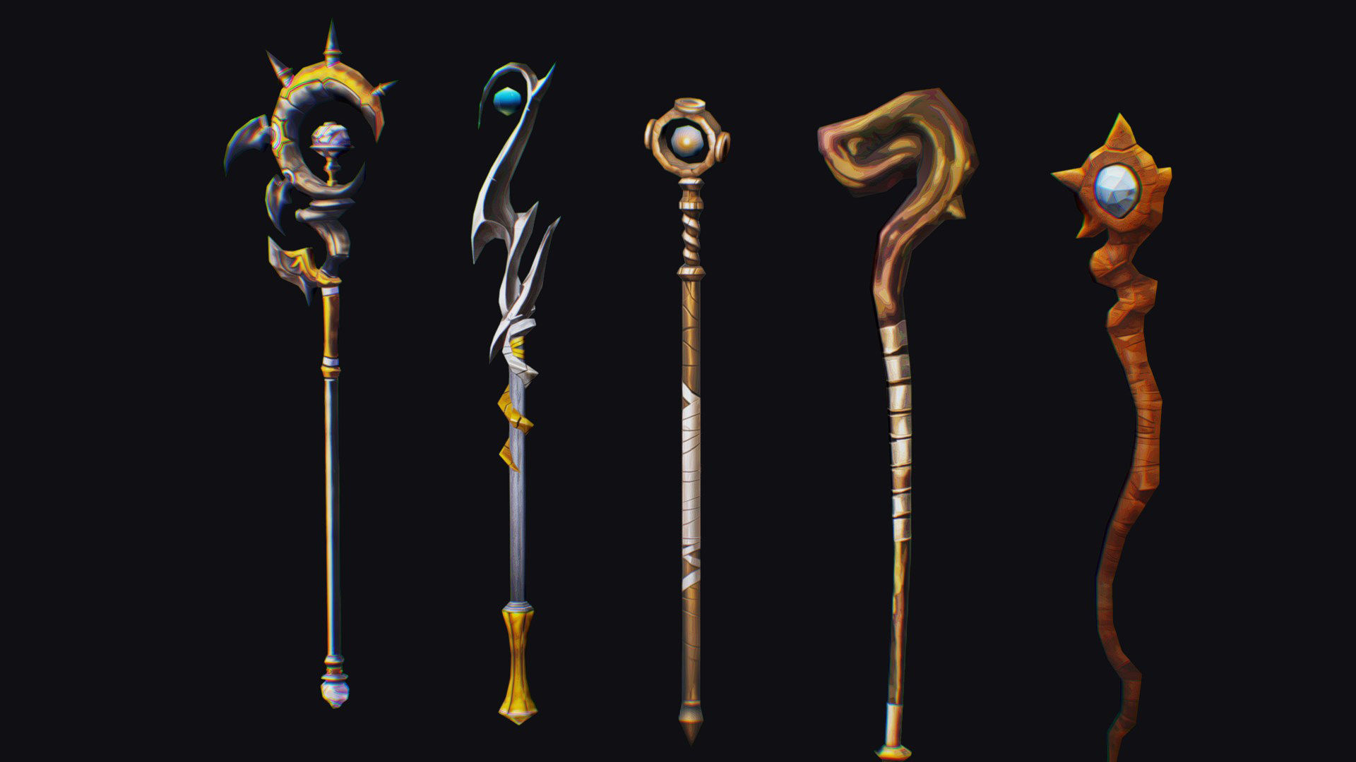 Magical Wand Wizard Ax Weapon Scepter Axe Cleaver Hatchet Low-poly 3D model_3