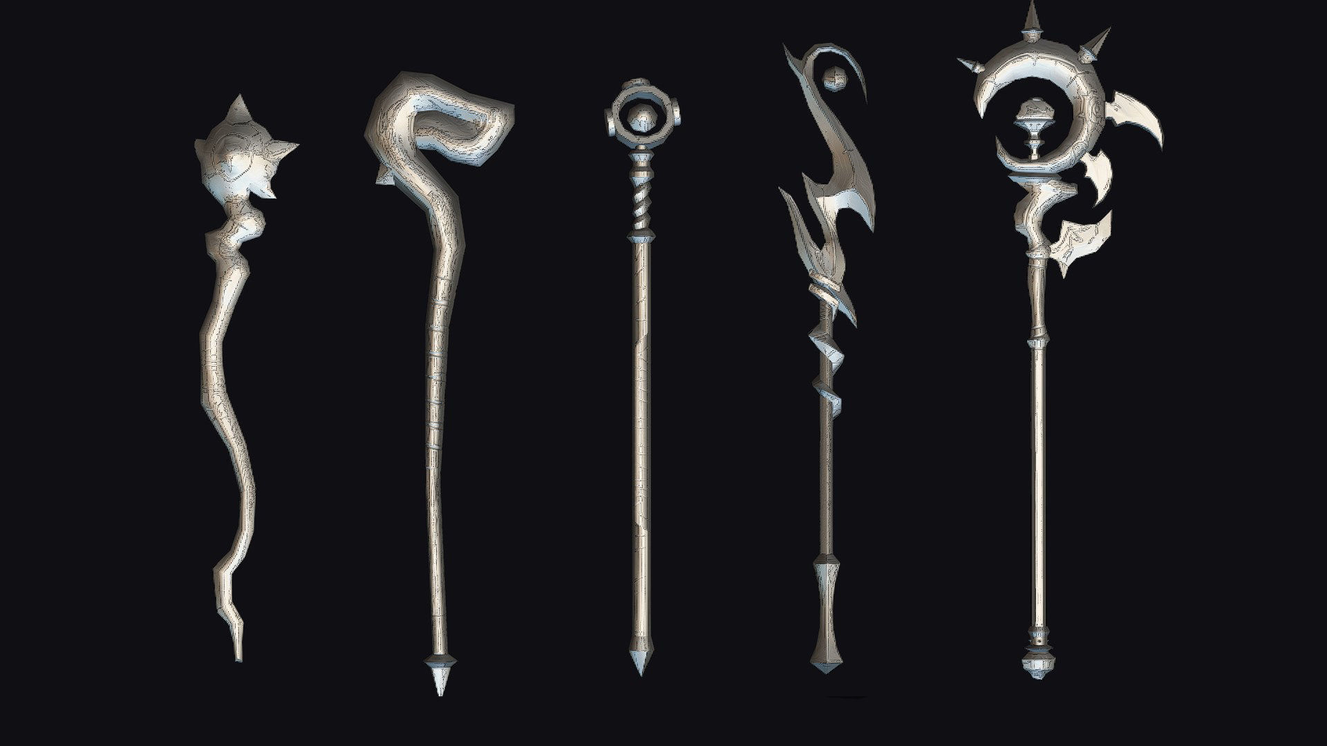 Magical Wand Wizard Ax Weapon Scepter Axe Cleaver Hatchet Low-poly 3D model_18