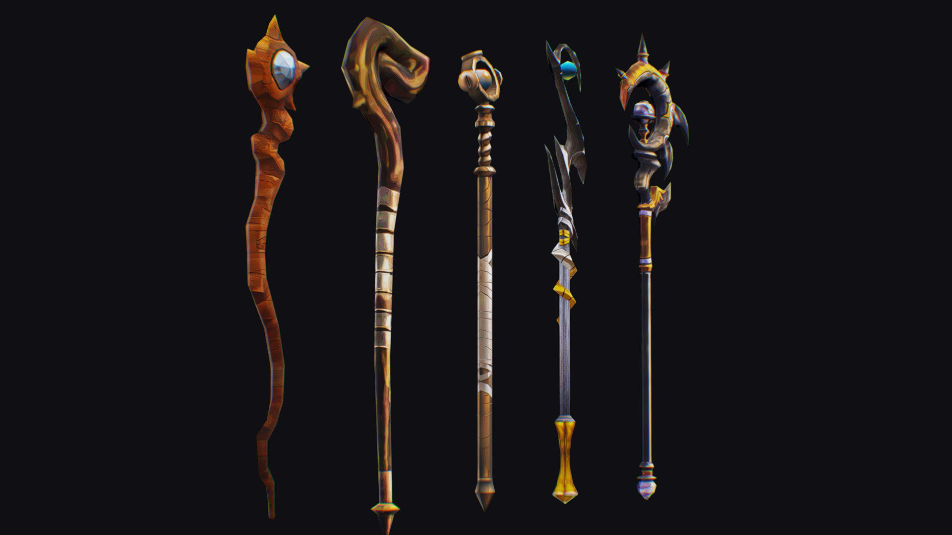 Magical Wand Wizard Ax Weapon Scepter Axe Cleaver Hatchet Low-poly 3D model_2