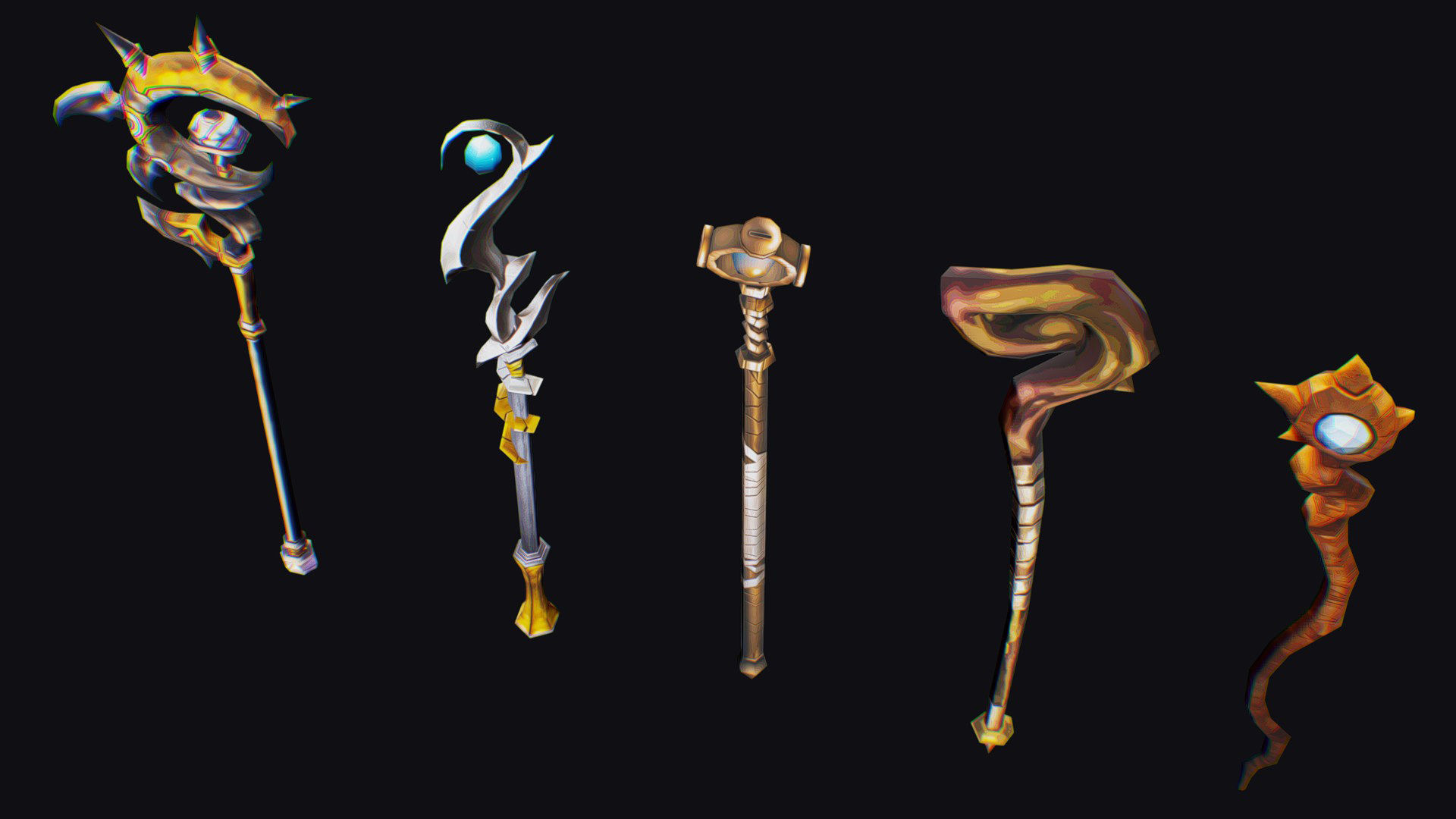 Magical Wand Wizard Ax Weapon Scepter Axe Cleaver Hatchet Low-poly 3D model_5