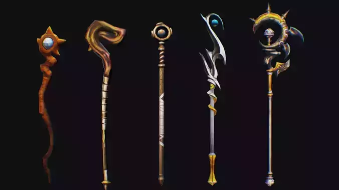 Magical Wand Wizard Ax Weapon Scepter Axe Cleaver Hatchet Low-poly 3D model