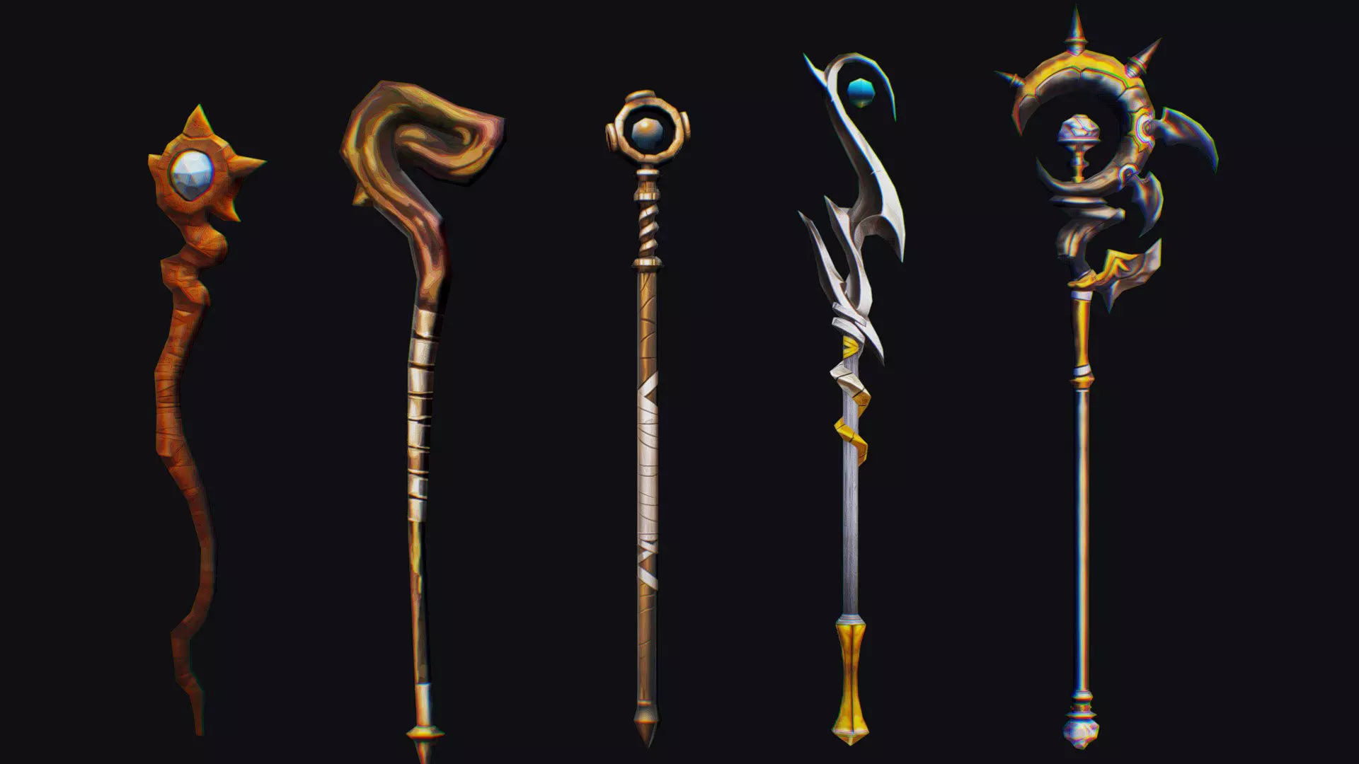 Magical Wand Wizard Ax Weapon Scepter Axe Cleaver Hatchet Low-poly 3D model_0