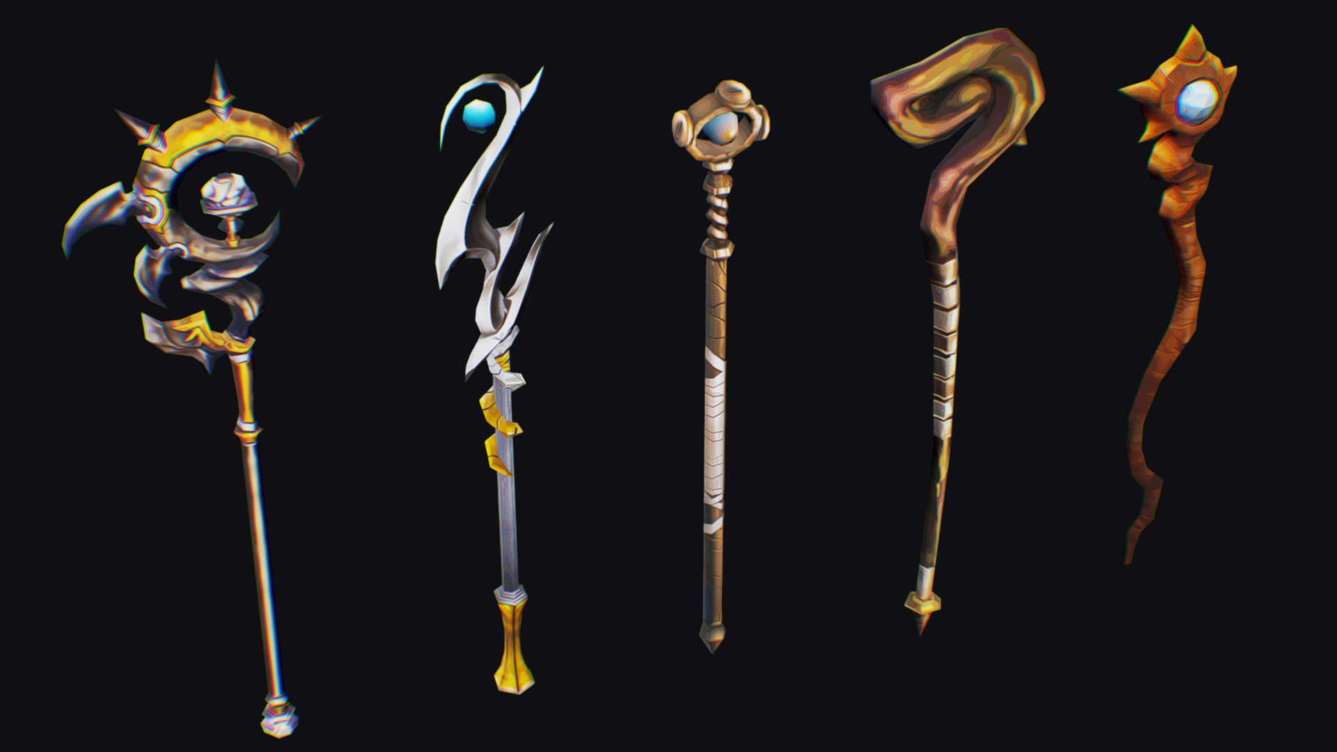 Magical Wand Wizard Ax Weapon Scepter Axe Cleaver Hatchet Low-poly 3D model_6