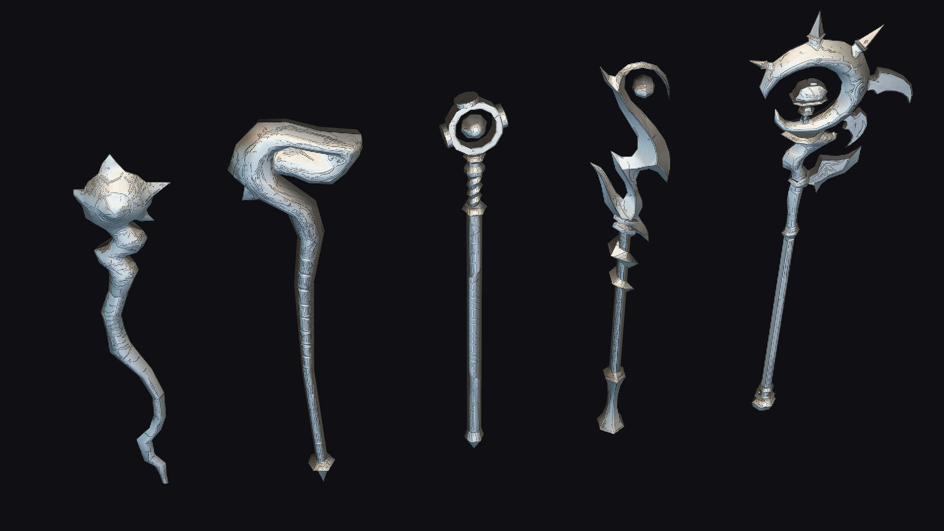 Magical Wand Wizard Ax Weapon Scepter Axe Cleaver Hatchet Low-poly 3D model_16