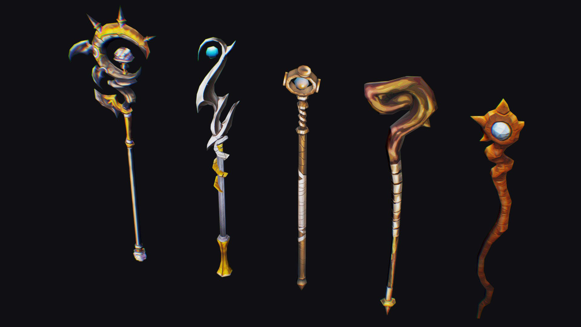 Magical Wand Wizard Ax Weapon Scepter Axe Cleaver Hatchet Low-poly 3D model_4