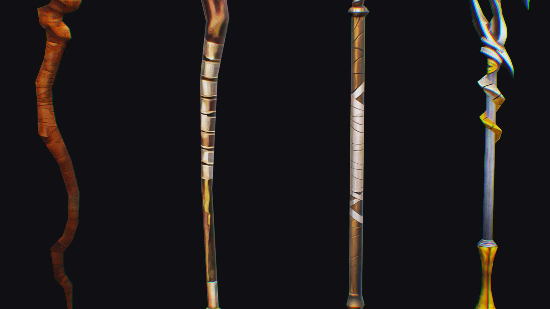 Magical Wand Wizard Ax Weapon Scepter Axe Cleaver Hatchet Low-poly 3D model_11